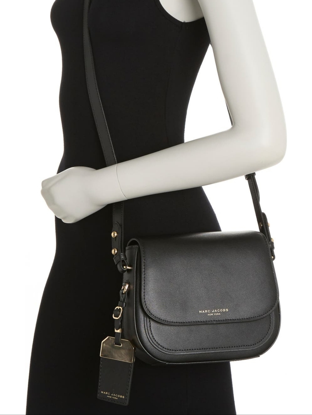 Marc Jacobs Mini Rider Black Leather Crossbody Bag With Gold Hardware - Picture 15 of 16